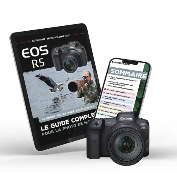Couverture du guide de réglages Canon EOS R5 pour la photo de nature